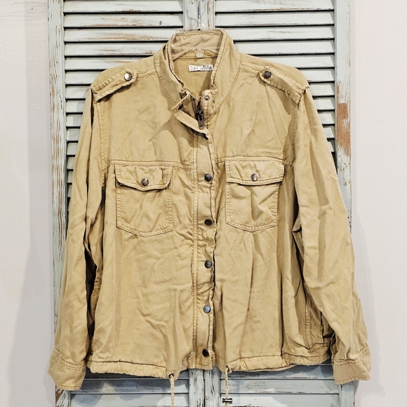 DEX Women Size 1X Tan Khaki Zip Up Long Sleeve Military Heritage Utility Jacket - Picture 1 of 8